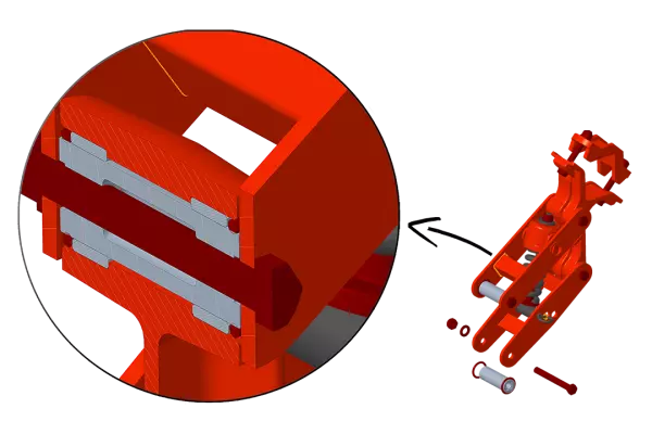 Рендерне зображення втулок пантографічних секцій сівалки SELECT у розрізі