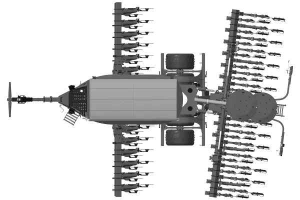 Центральний шарнір між висівним брусом і рамою причіпної сівалки AUROCK нульового обробітку та природоохоронного землеробства