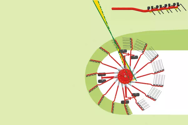 Добре сформований валок завдяки подвійно вигнутим граблинам
