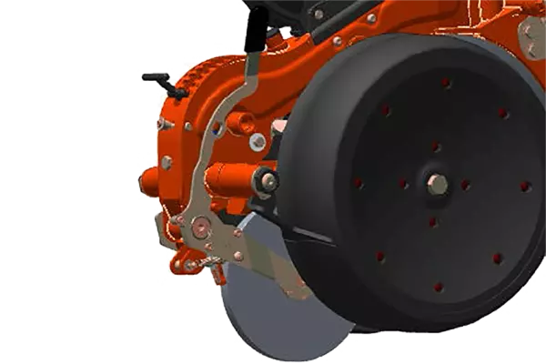 Прискоренню проростання сприяє проміжне колесо з нержавіючої сталі, що поліпшує контакт ґрунт/насіння