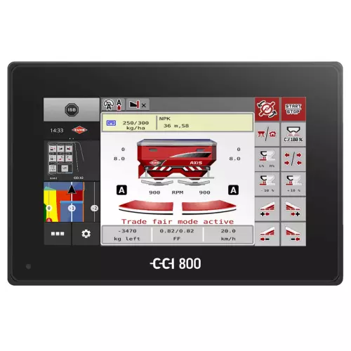 Термінал CCI 800 ISOBUS з робочим екраном розкидача добрив AXIS