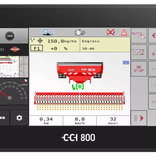 Термінал CCI 800 ISOBUS – робочий екран фронтального бункера TF 1512